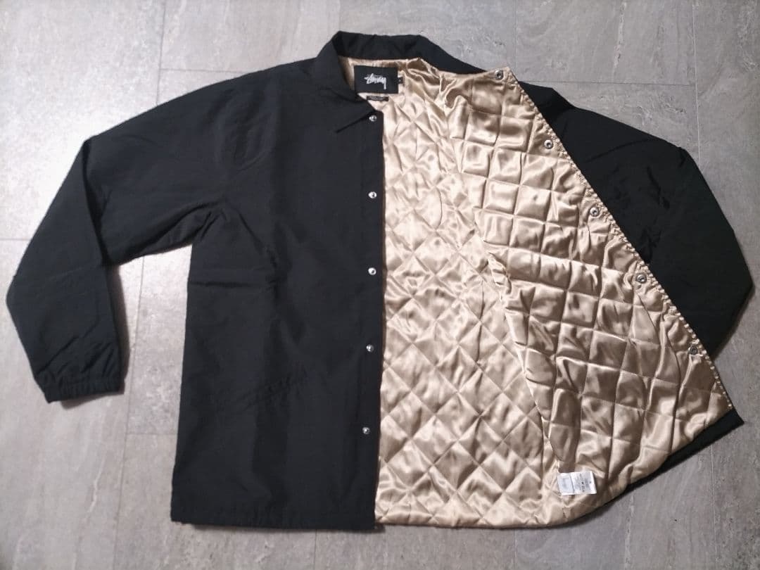 ステューシー　コーチジャケット　中綿　Sリンク　ブラック　黒　レア　キルティング