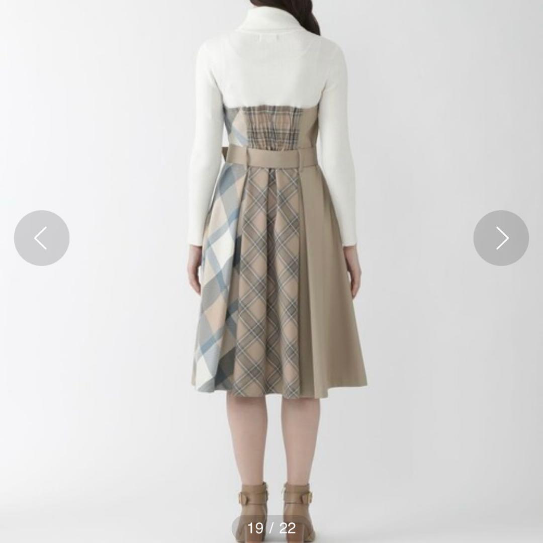 美品 ブルーレーベル クレストブリッジ ニットコンビワンピース ベージュ 春秋冬