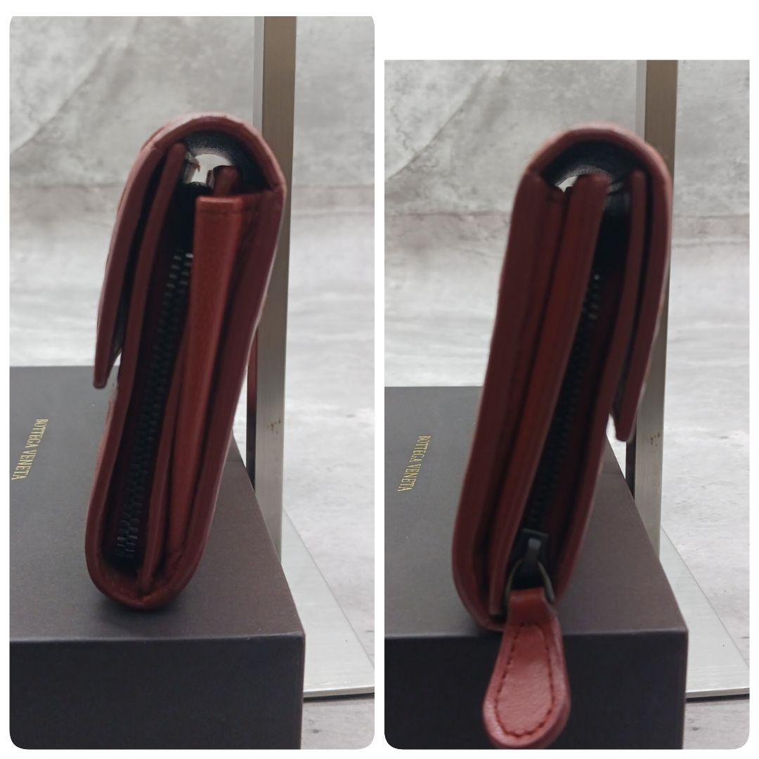 美品✨ ボッテガヴェネタ イントレチャート ラウンドファスナー 長財布 ブラウン
