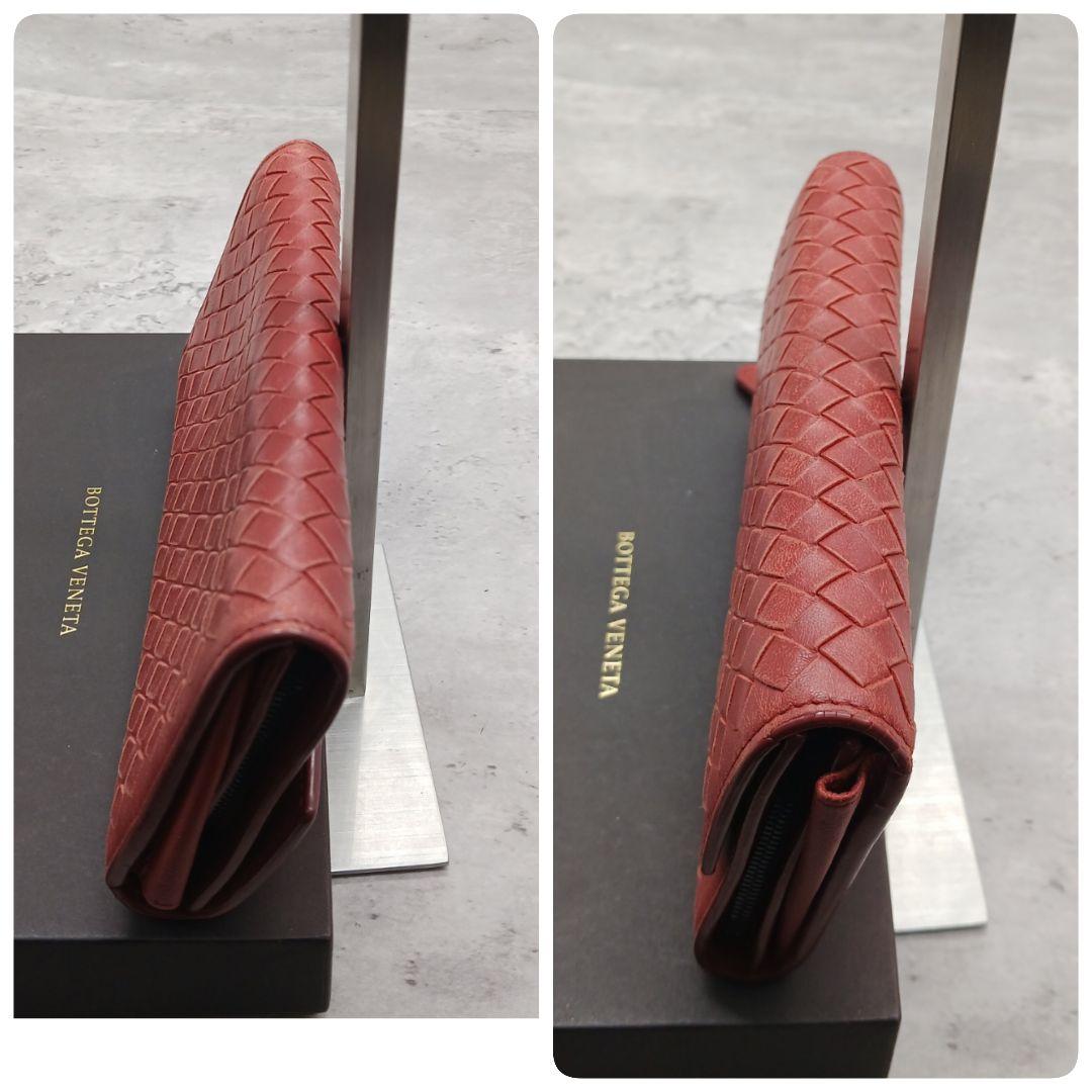 美品✨ ボッテガヴェネタ イントレチャート ラウンドファスナー 長財布 ブラウン