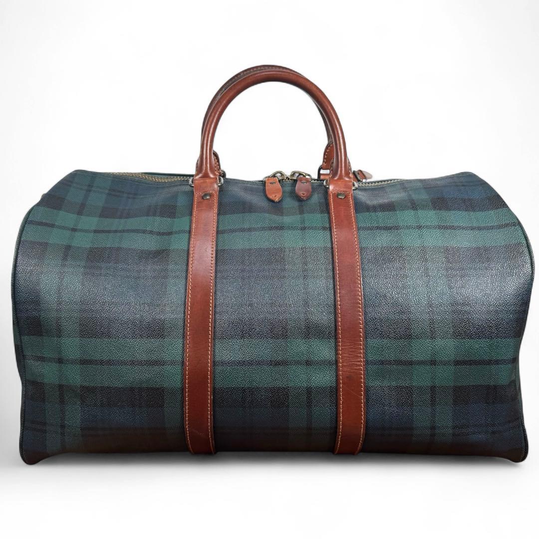 美品 ラルフローレン ボストンバッグ 2WAY レザー チェック グリーン