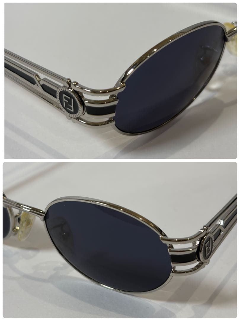 【美品】FENDI FS148 オーバル型 FFロゴサングラス メタルフレーム