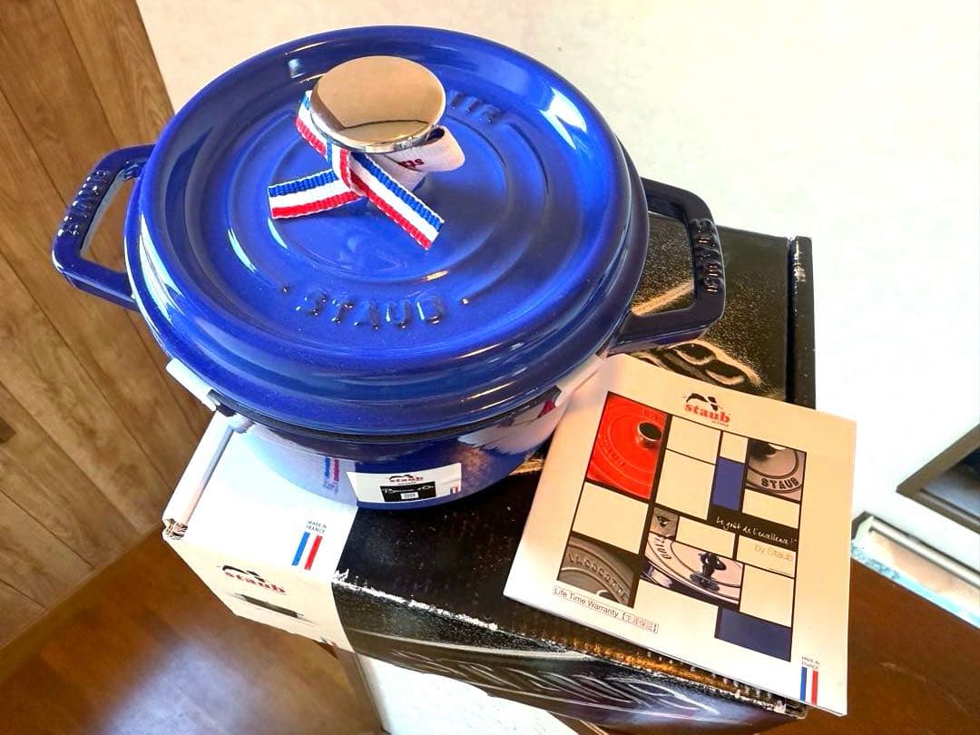 ストウブ希少限定ロイヤルブルー新品ラウンドココット１６ｃｍ箱＆生涯保証付