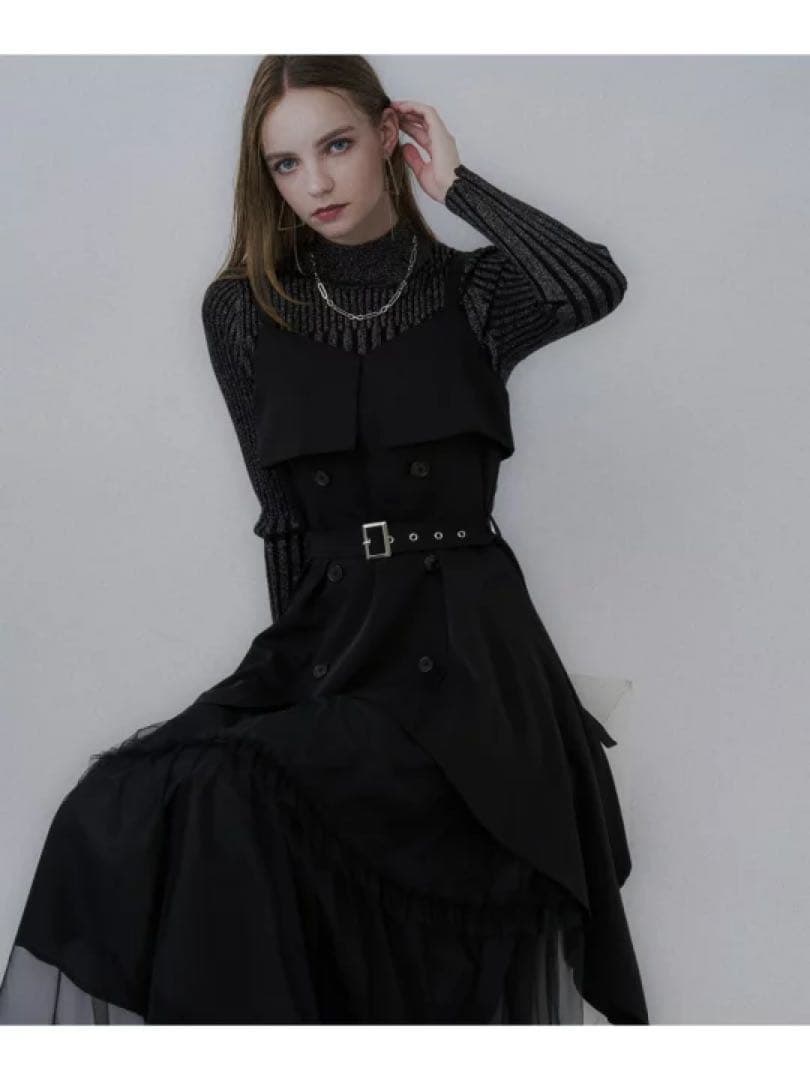 HARE ハレ トレンチライクフリルキャミワンピース ブラック