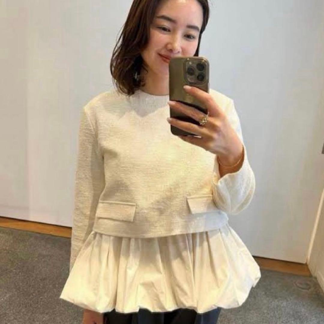 ohga balloon バルーンツイードブラウス