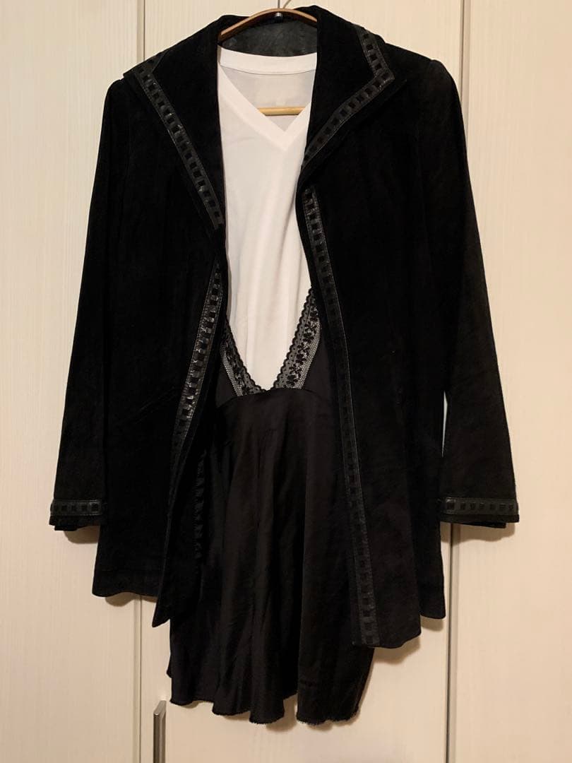 マルジェラMM6レース付きブラックキャミソールサテン黒ブラック