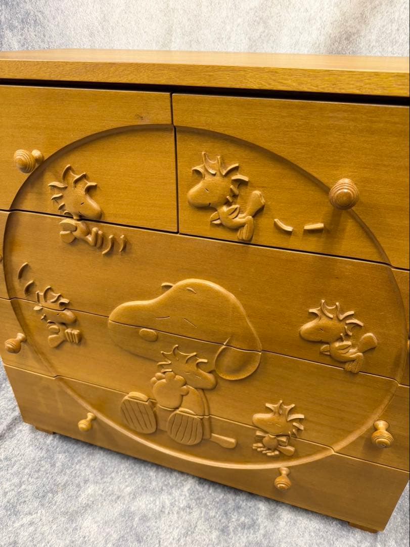 希少 スヌーピー PEANUTS チェスト 手彫り 木彫り レトロ アンティーク
