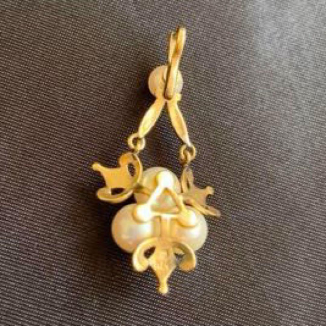 最終価格】真珠 パール チャーム ヴィンテージ gold Pearl 金 K14