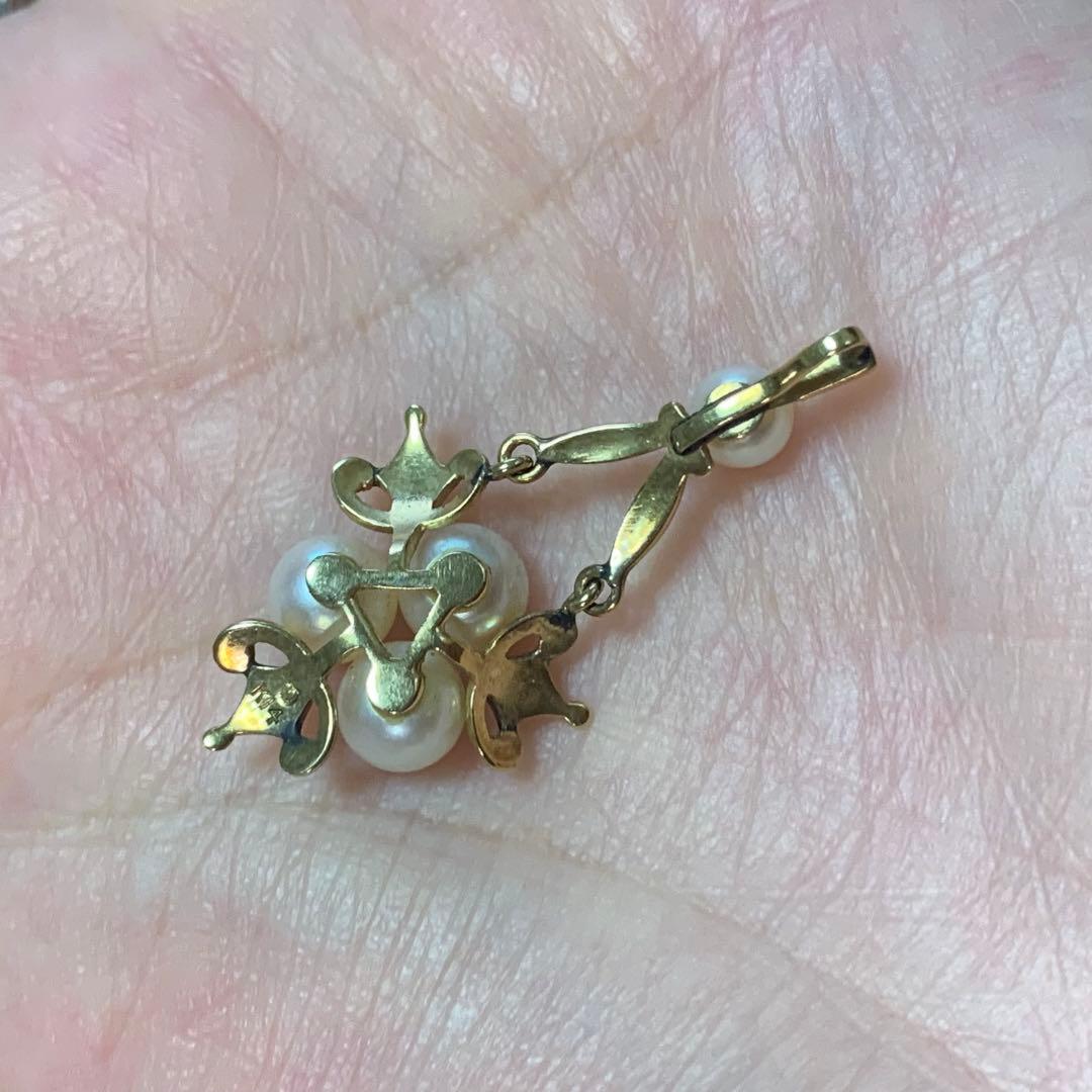 最終価格】真珠 パール チャーム ヴィンテージ gold Pearl 金 K14