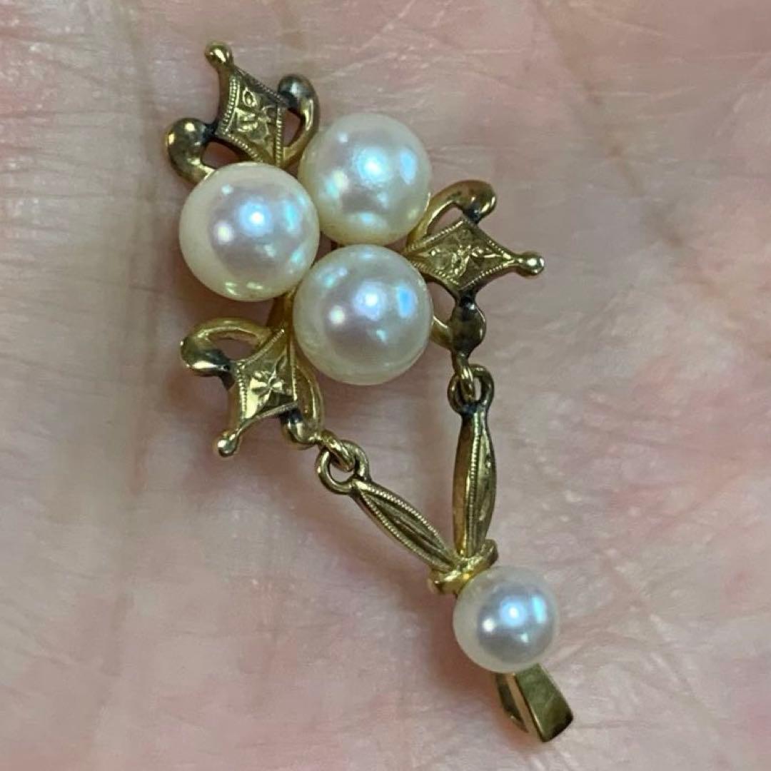最終価格】真珠 パール チャーム ヴィンテージ gold Pearl 金 K14