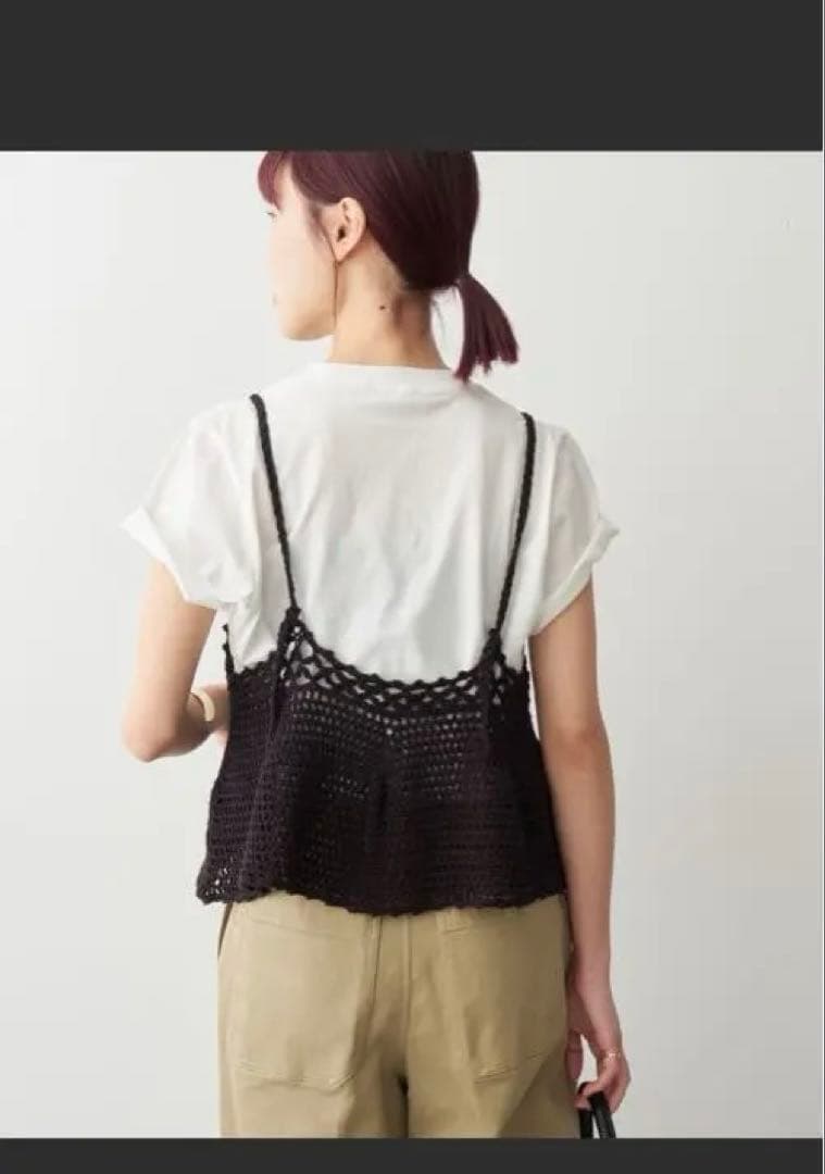 クロシェニットキャミソール　黒