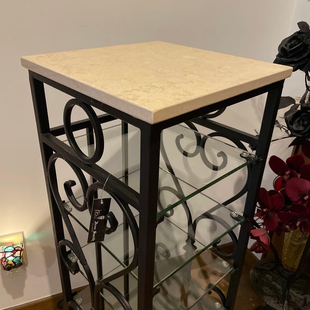 アンティーク調　天板大理石 スリッパラック