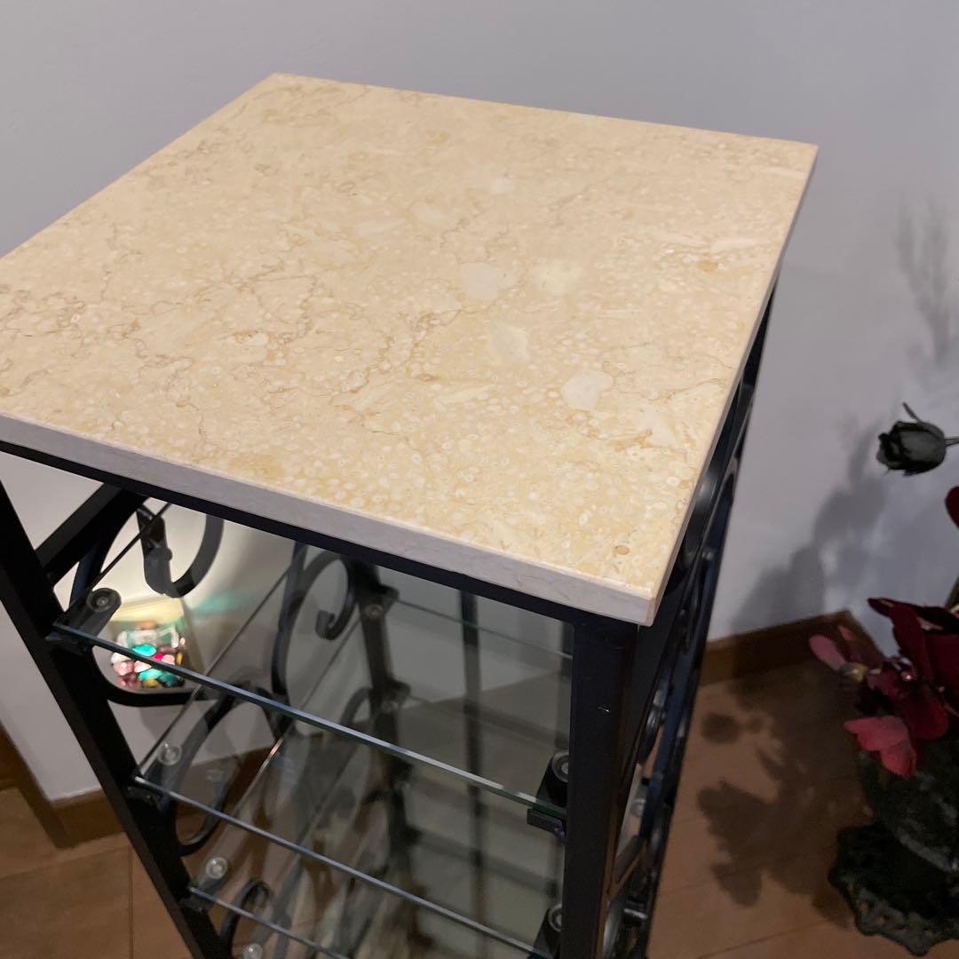 アンティーク調　天板大理石 スリッパラック