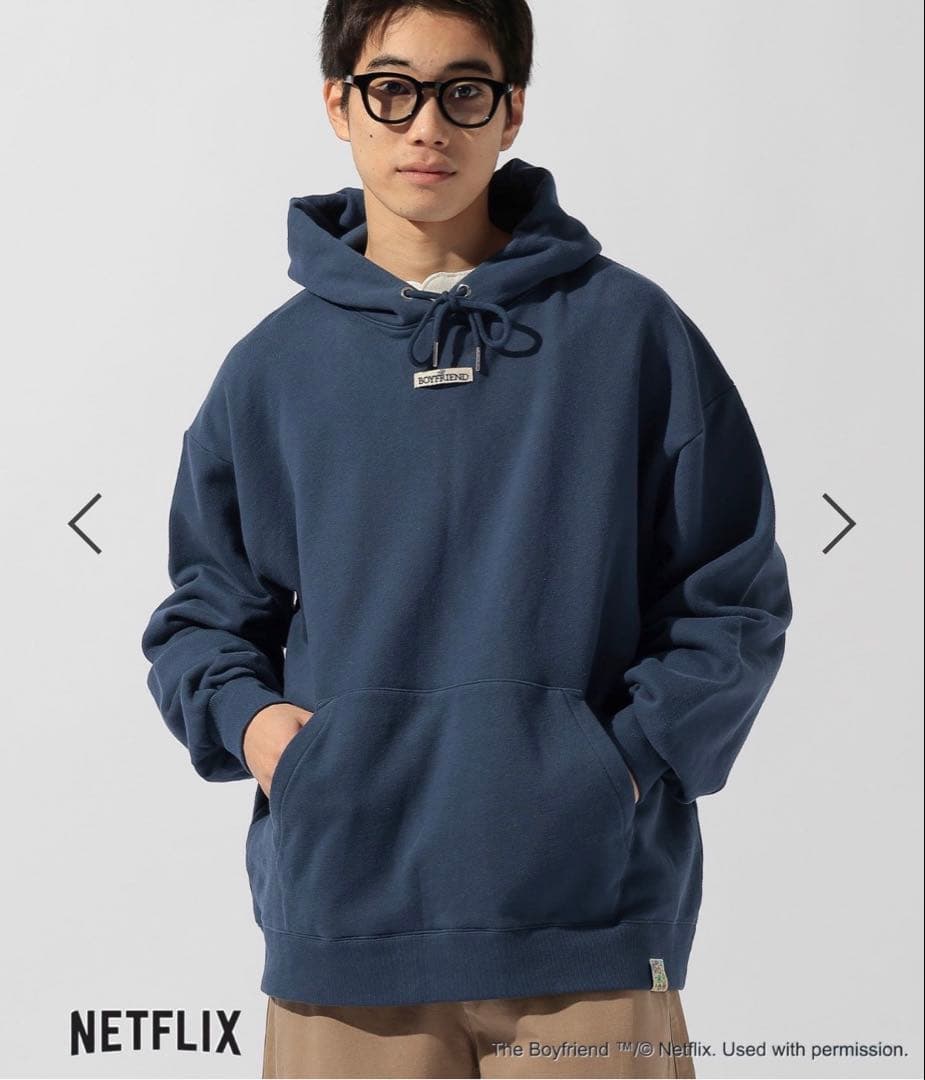 ボーイフレンド シーズン2 × ニコアンド【コラボ フーディー 】ネイビーL