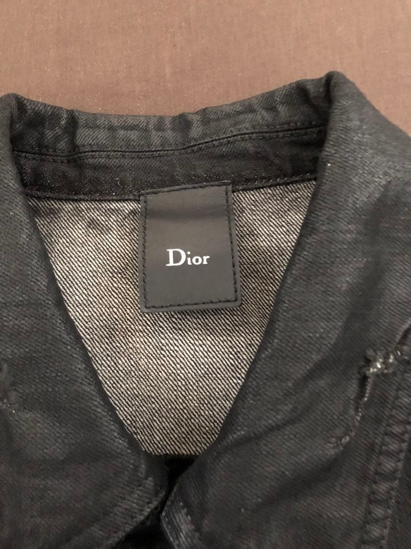 【美品】ディオールオム　デストロイブラックデニム ジャケット　ショップカード付