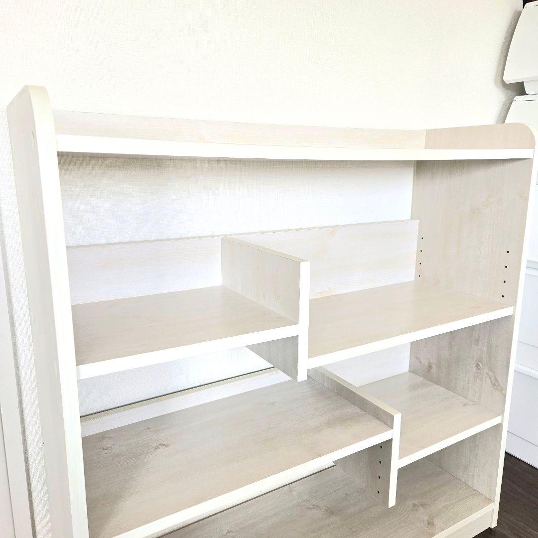 本棚 完成品 ホワイト 組み立て不要 ブックシェルフ ラック 白 木目調 ウッド