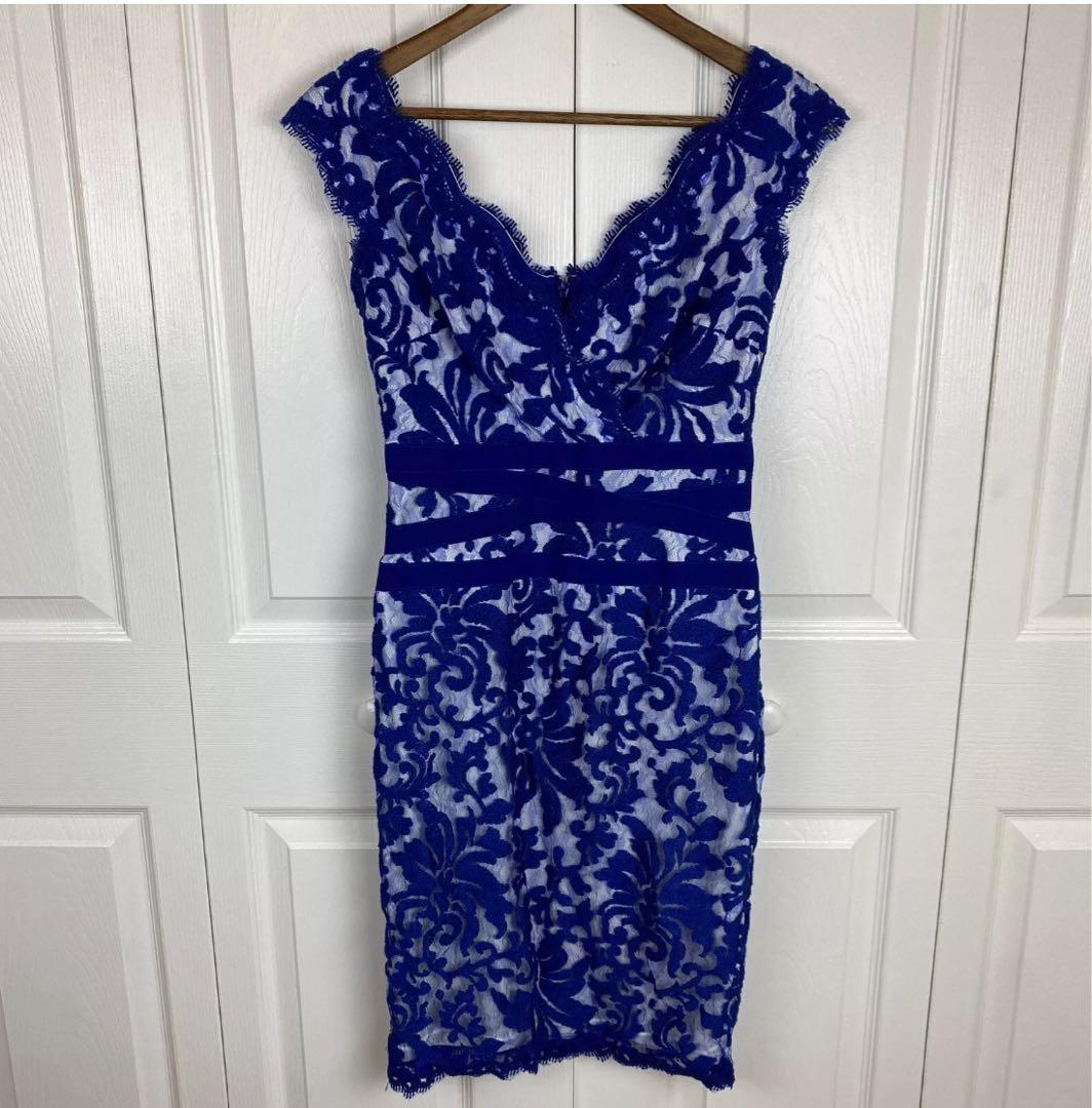 ブルー×ホワイトレースワンピース