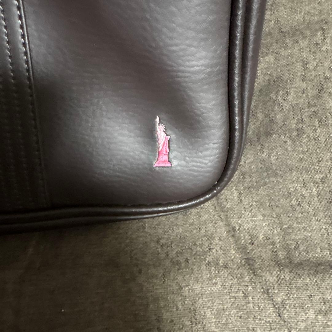 EASTBOY スクールバッグ ブラウン　 薄いピンク女神刺繍ロゴ　限定カラー