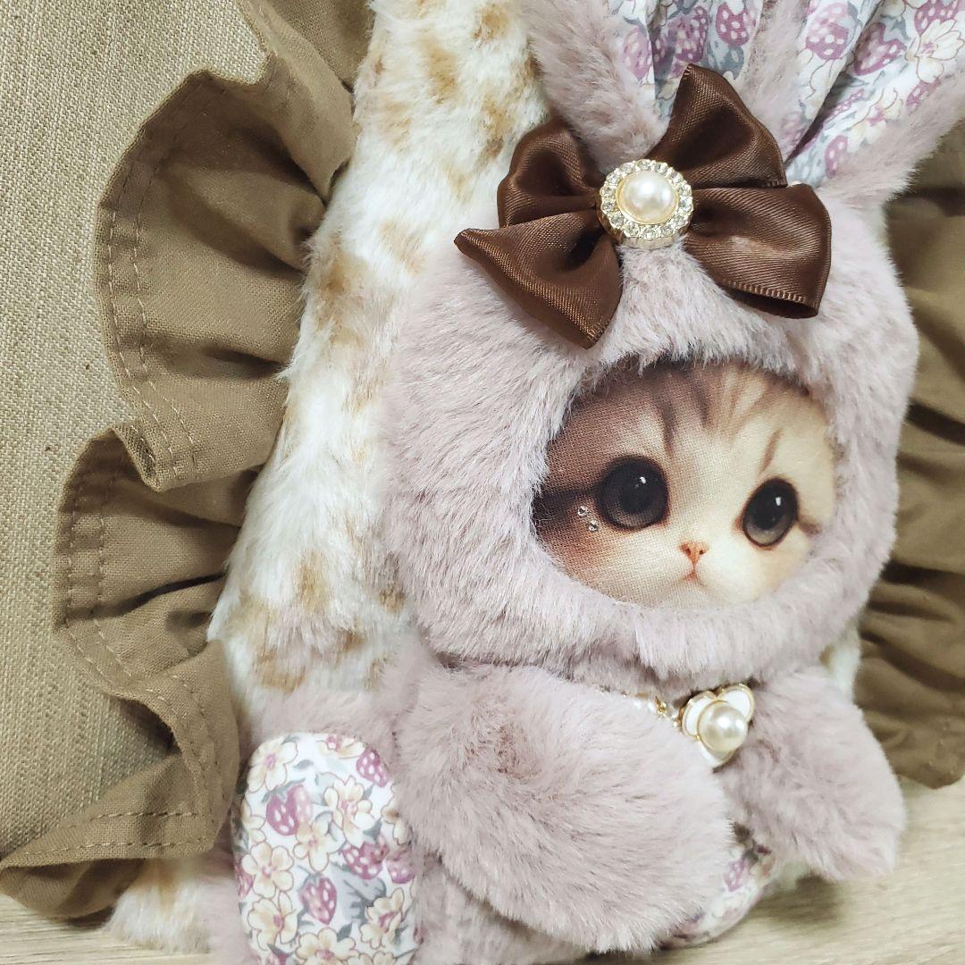 う*ん様 ハンドメイド サイドポケット付きトート バッグ ねこちゃん ぬいぐるみ