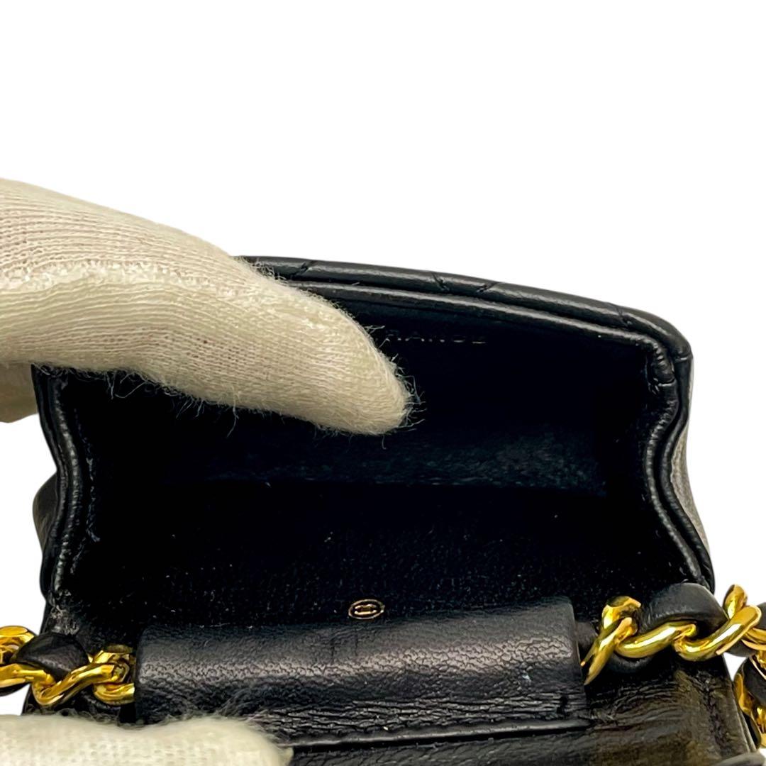 シャネル ラムスキン ミニ ミニ マトラッセ ショルダー バッグ チャーム 黒