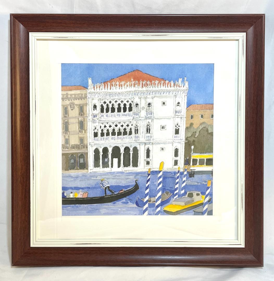 【新品】安野光雅「ベニスの船着場」ポスター 複製画　額付