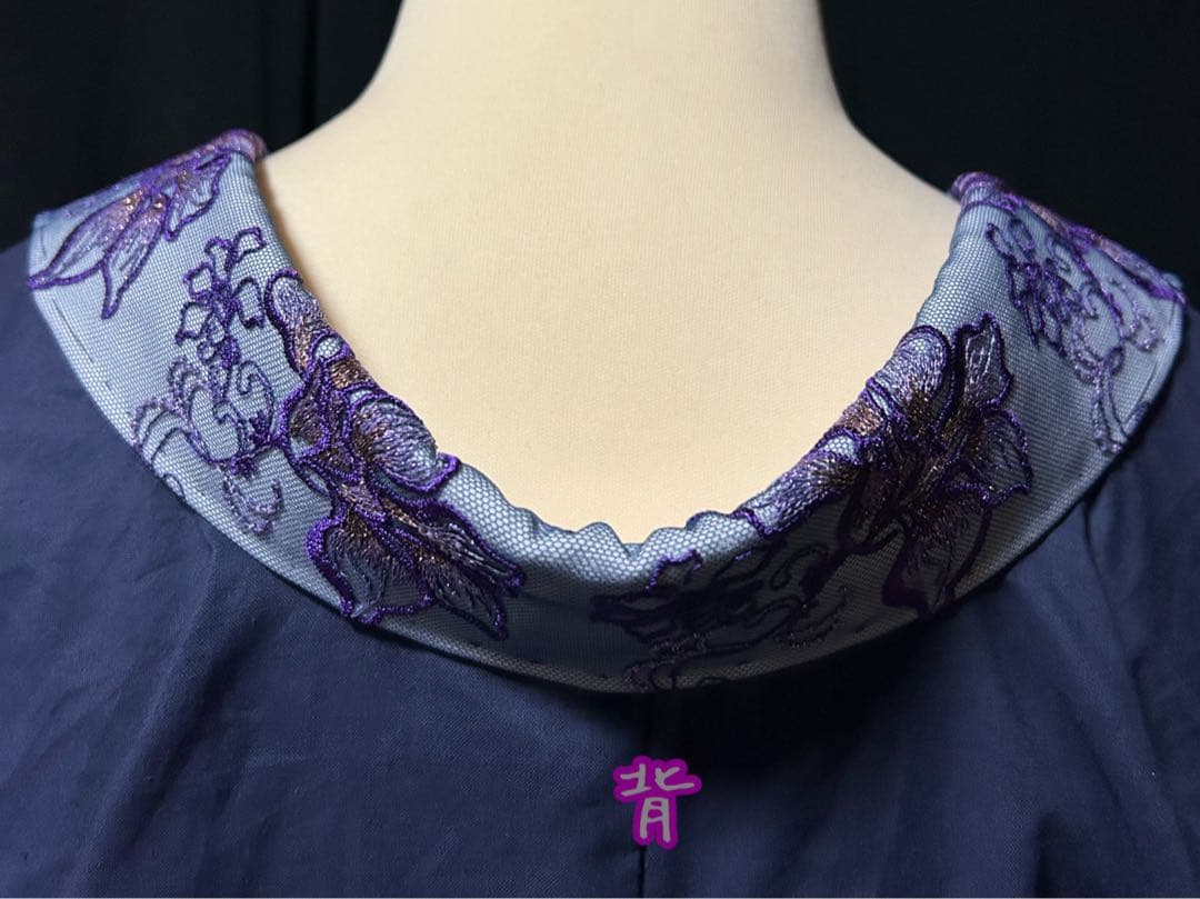 半襦袢　お裾除けセット　筒袖　いちごいちえオリジナル　簡易衣紋抜き付き（紺）