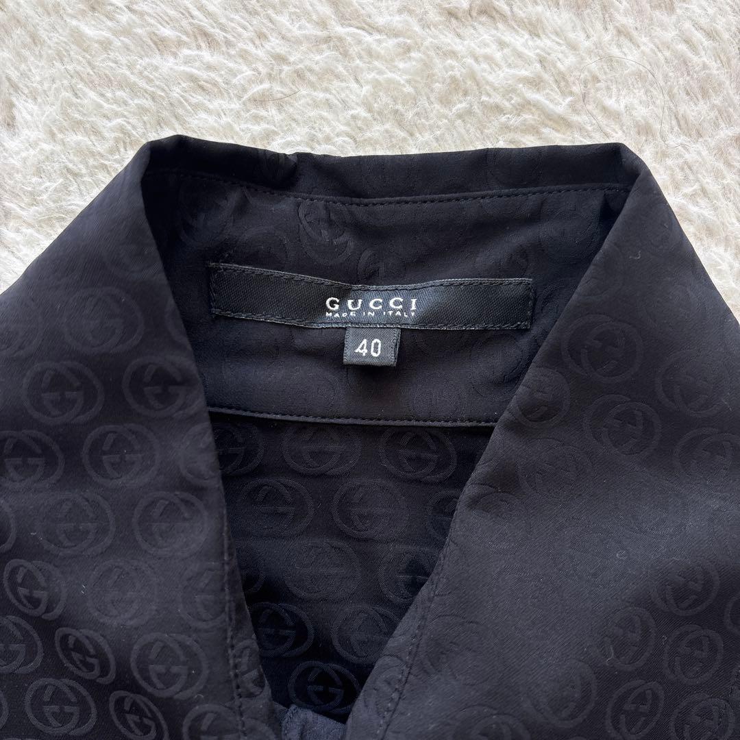 GUCCI グッチ　GG総柄　シルクシャツ　ブラック　オールド　00s