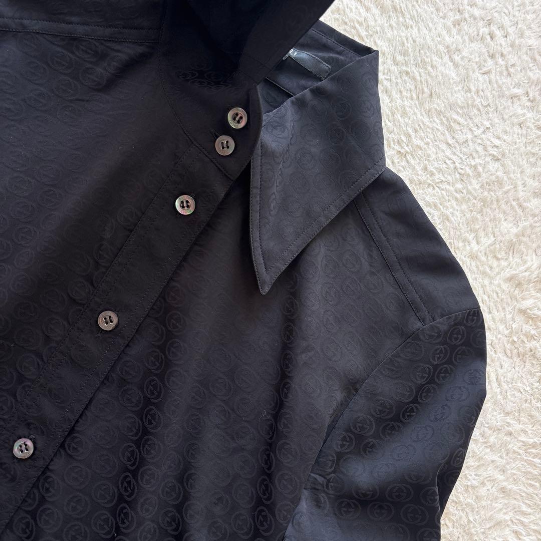 GUCCI グッチ　GG総柄　シルクシャツ　ブラック　オールド　00s