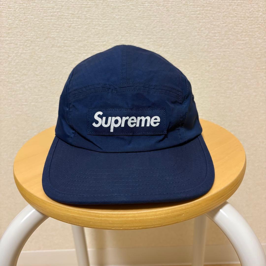 シュプリーム　格子柄　チェック柄　ジェットキャップ　キャンプキャップ　ネイビー