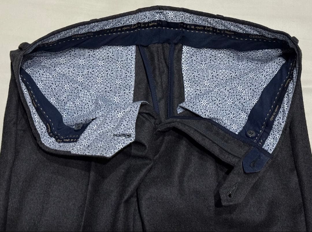 GERMANO ジェルマーノ ウールフランネル1プリーツパンツ 46