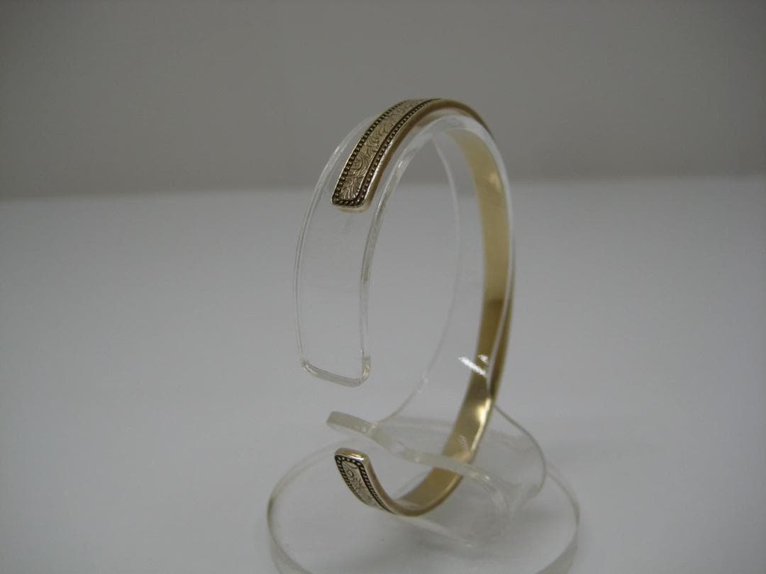 アガット　バングル　シルバー刻印　ゴールドカラー　やさしい色味