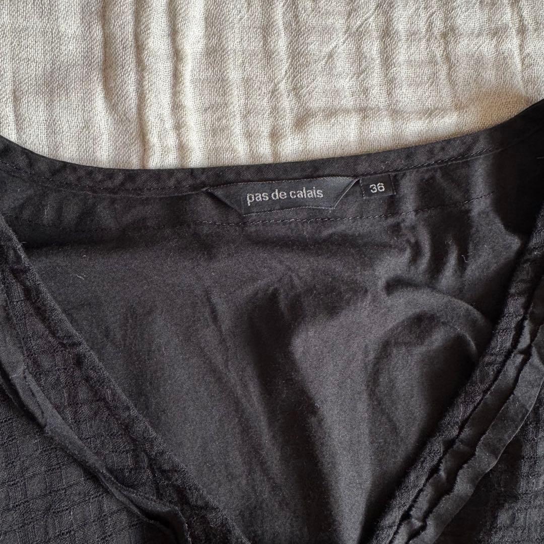 pas de calais パドカレ ブラック　花染め　ワンピース