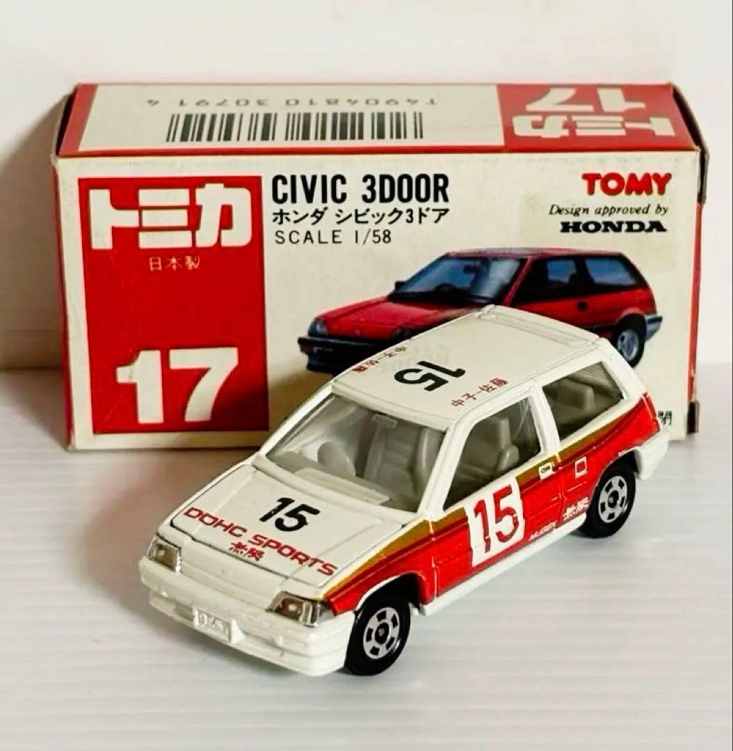 トミカ赤箱　No17 ホンダ シビック 3ドア (グループAフェア)ホワイト