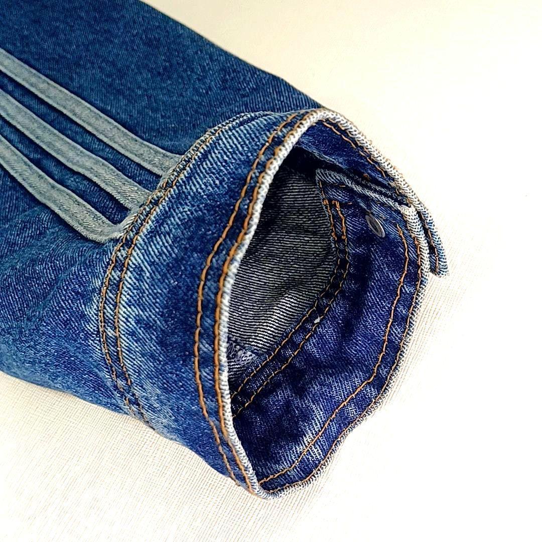 【美品★2XL】アディダス　花柄　刺繍　短丈　デニムジャケット　Y2K