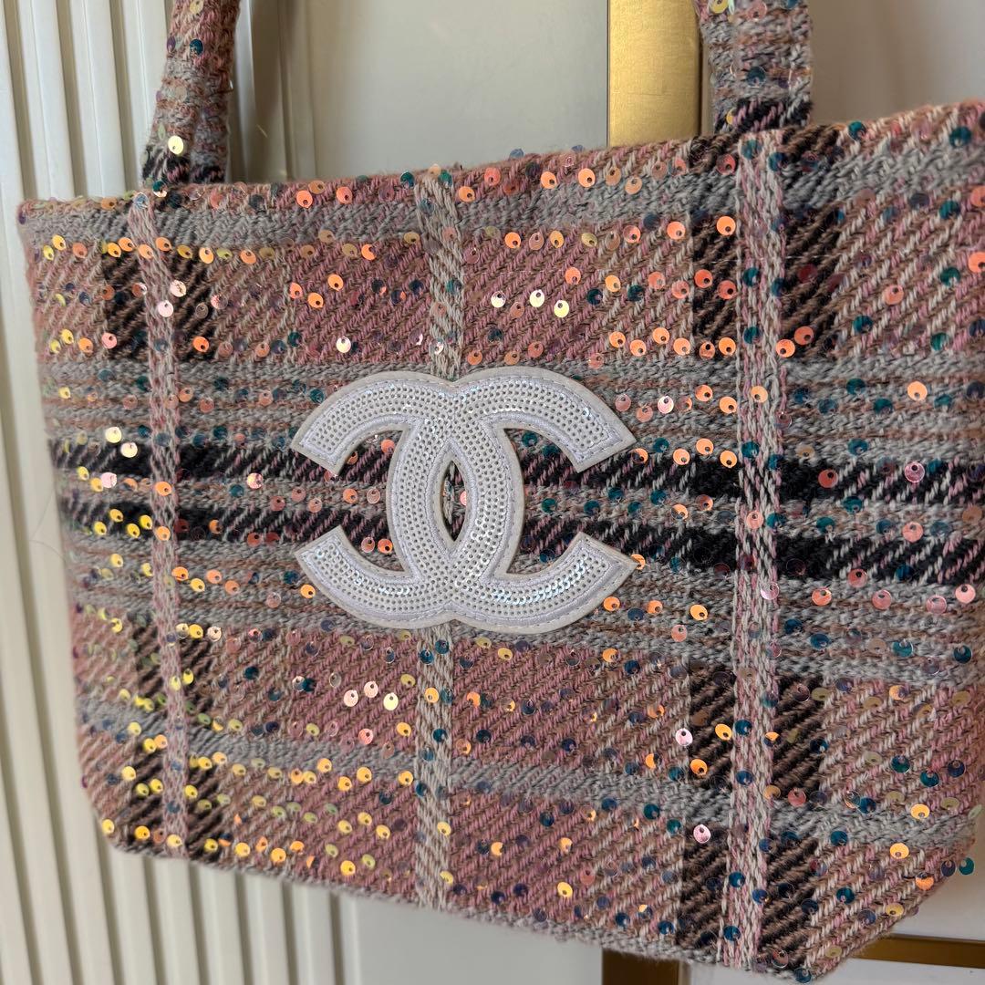 CHANEL シャネル VIP ノベルティ ツイード スパンコール トートバッグ