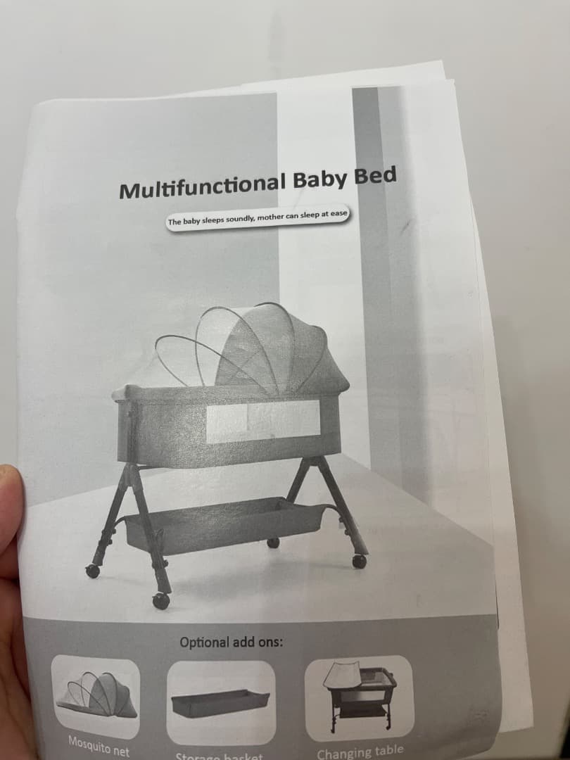 新品・未開封 通気性抜群！高さ調整 新生児対応 多機能ベビーベッド／添い寝可