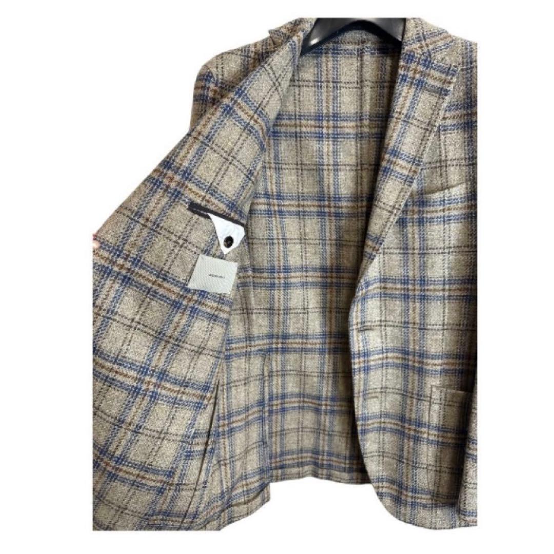 BOGLIOLI ボリオリ ウール100% チェック柄テーラードジャケット 48