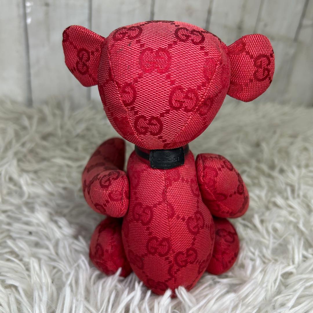 GUCCI テディベア ぬいぐるみ グッチ GG柄 クマ くま GG 赤　レッド