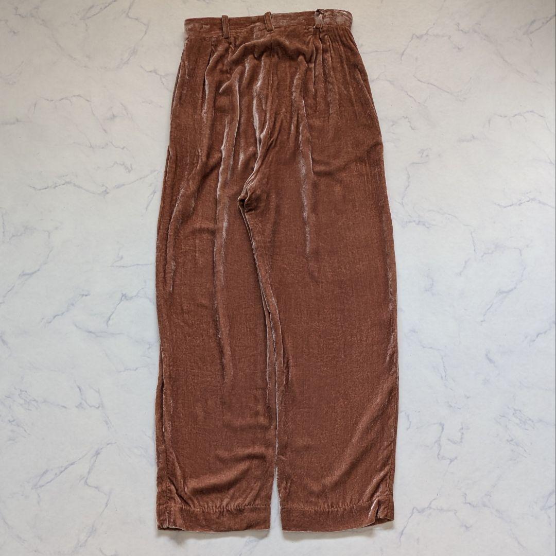 サードマガジン×mikomori シルク混 ベルベットタックパンツ L ピンク