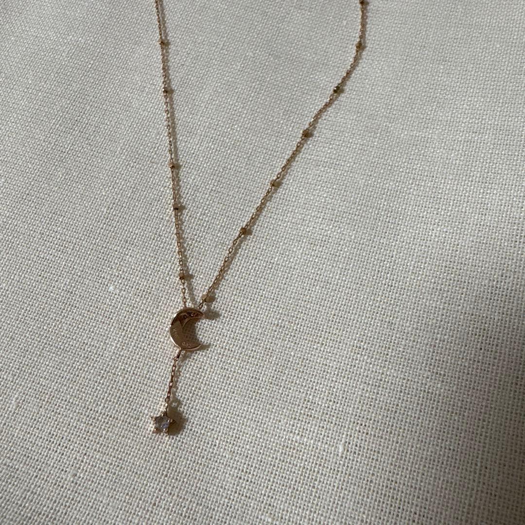 美品k10月と星モチーフ ネックレス