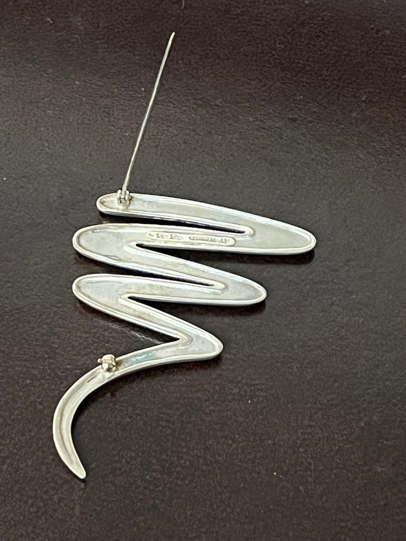 ティファニー パロマピカソ　スクリブル　ジグザグブローチ　ラージサイズ　シルバー