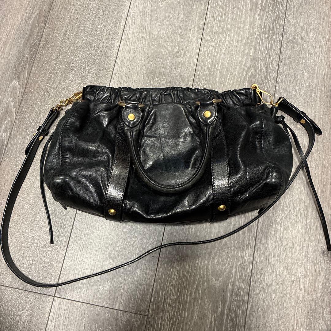 miu miu 黒 レザー ハンドバッグ　2way