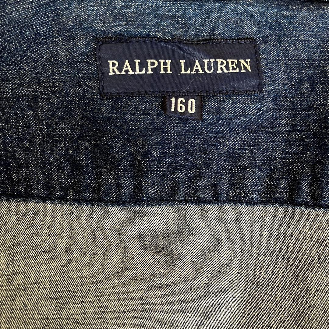 【超レア着用感少ない美品】ラルフローレンデニムシャツ160しっかりとした厚手生地