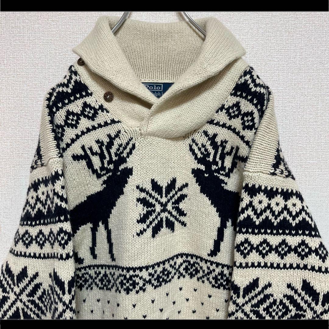 ポロ ラルフローレン ニット ノルディック ショールカラー アンゴラ,カシミヤ混