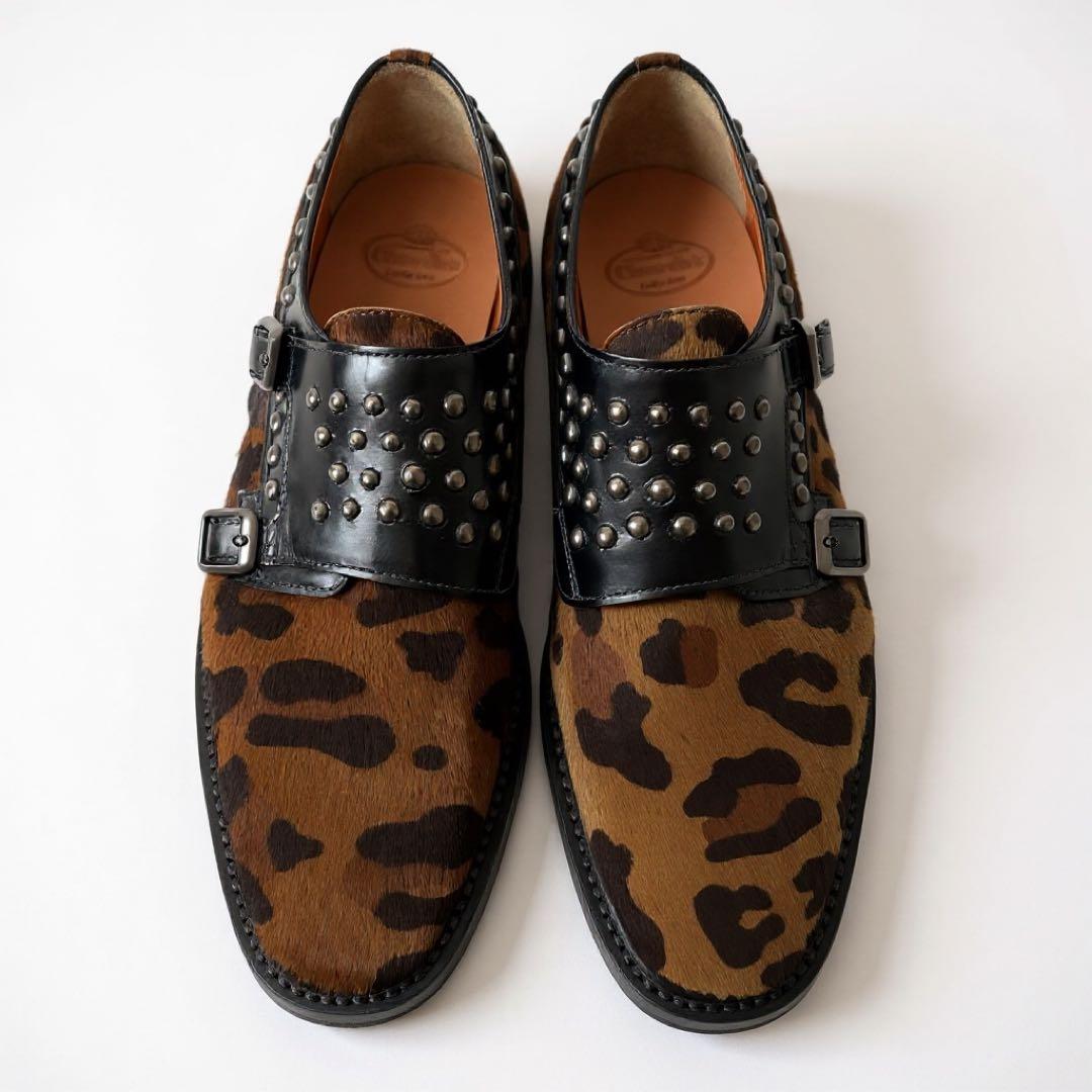 あい⭐︎Church’s レオパード柄 ハラコ スタッズ ダブルモンク