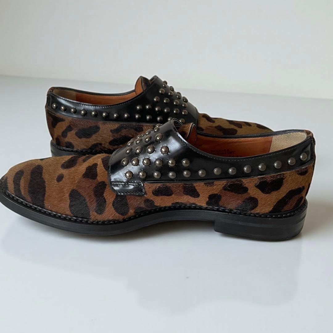 あい⭐︎Church’s レオパード柄 ハラコ スタッズ ダブルモンク