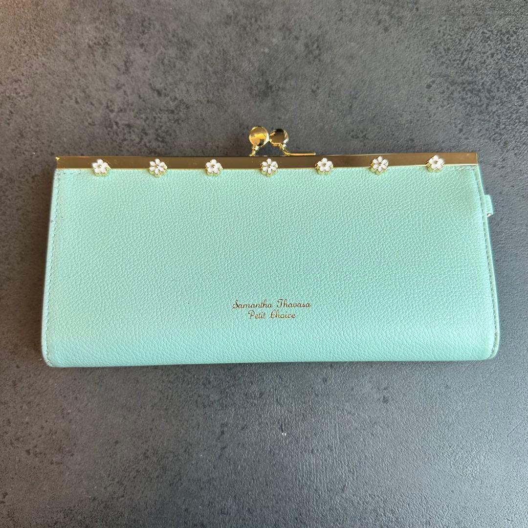 サマンサタバサプチチョイス フラワーモチーフ口金長財布 ミント