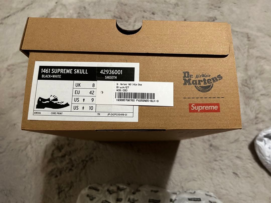 supreme Dr.Martens 1461 3-Eye Shoe 黒　US9