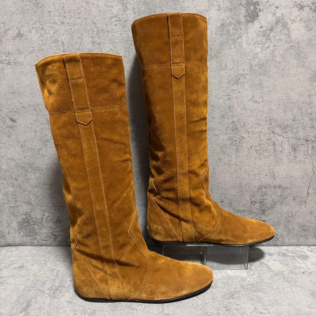 新品　ファビオルスコーニ　ロングブーツ　スエード　ベージュ　フラット　2146