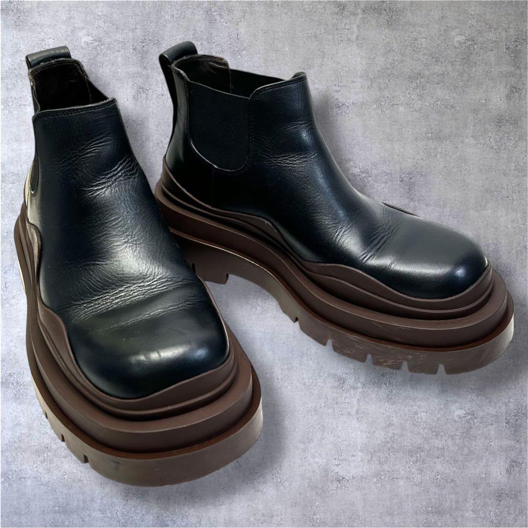 BOTTEGA VENETA ボッテガヴェネタ ブーツ サイドゴア 厚底　黒茶